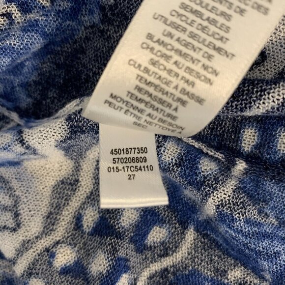 Chicos Womens Cardigan Sweater 1 M Paisley Blue White Waterfall Lightweight Boho - Picture 10 of 14